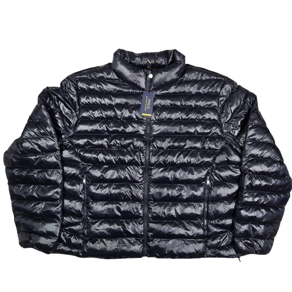 Polo Ralph Lauren Performance Men 2XB Navy Gloss Puffer Packable Down Jacket Big